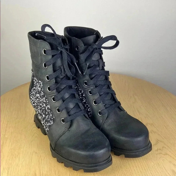 Sorel Shoes - Sorel Women's 9 Joan of Arctic Lexie Wedge Snow Boots Black Tweed Winter Casual